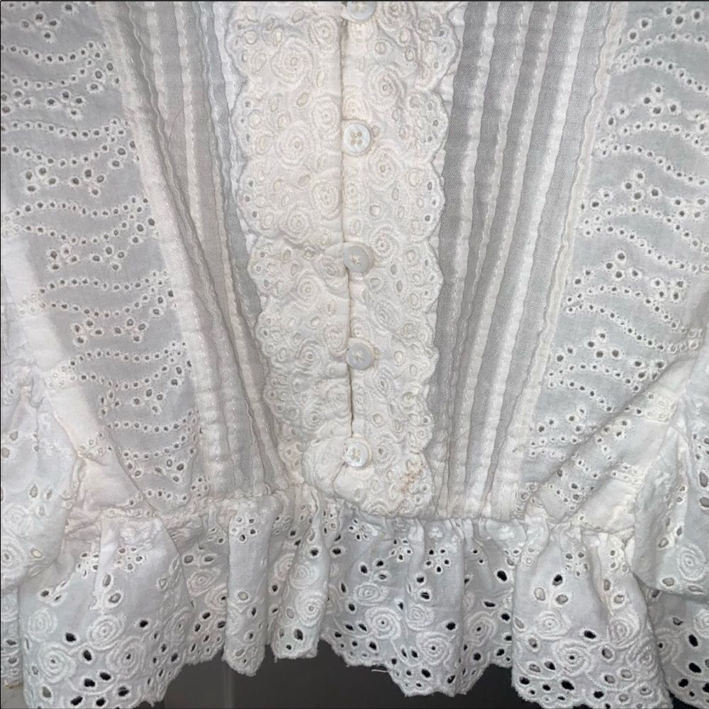✨ Women's Natural Uo Rami Pintuck Ruffle Top✨ - Picture 8 of 10